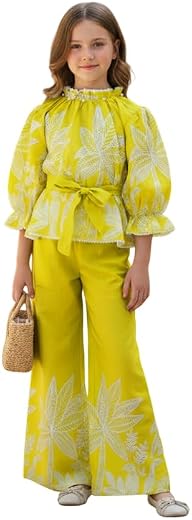 Cutiekins Stylish Girls Viscose Rayon Clothing Set | Lightweight & Breathable Fabric | High Neck Three-Quarter Sleeves Reg...
