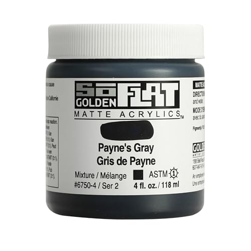 SoFlat Matte Acrylics by GOLDEN, Payne's Gray, 4 fl. oz. Jar, Professional Acrylic Paint, Opaque