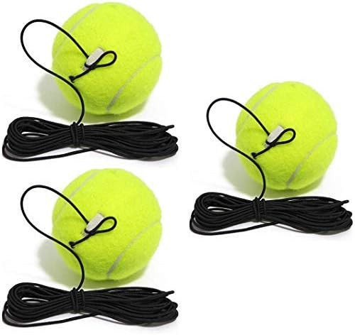 3 Pcs Tennis Training Balls with String, Tennis Trainer Replacement Tool, Ideal for Indoor and Outdoor Practice (Black)