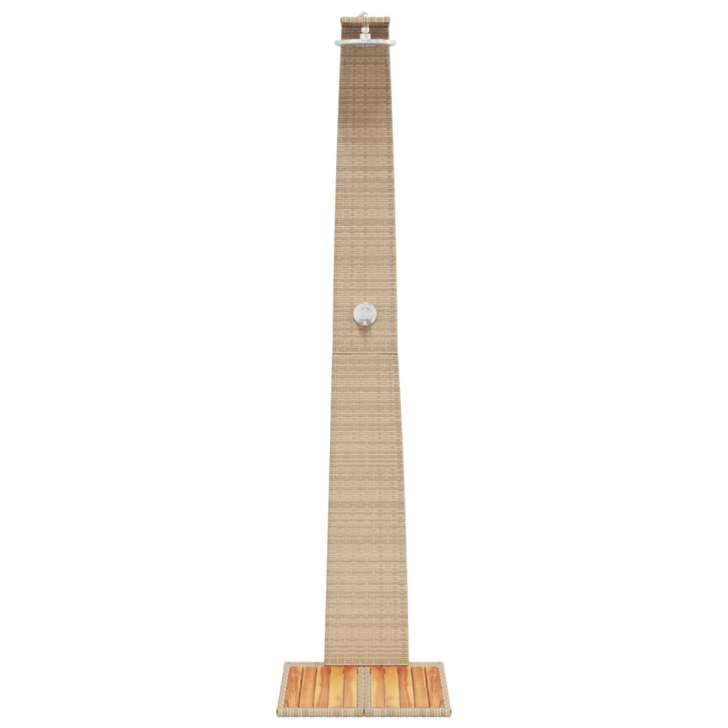 IKAYAA Pedana Doccia Esterna Doccia da Giardino con Pedana Doccia Esterna Giardino Terra in Polyrattan e Legno Acacia-Beige-55x60x224 cm