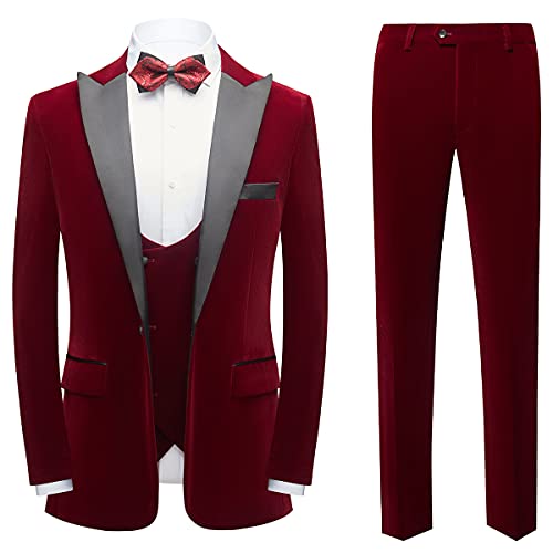 Sale > red velvet 3 piece suit > in stock