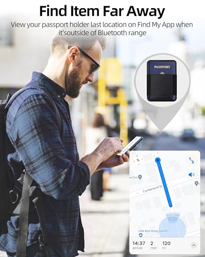 Image of Passport Holder with Find My, RFID Leather Minimalist for Travel, Fit 4 Cards & 2 Passport