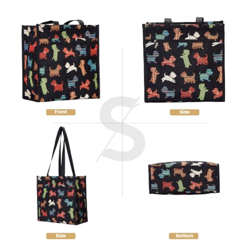 Signare Tapestry Shoulder Bag Shopping Bag for Women with Playful Puppy Design (SHOP-PUPPY)2