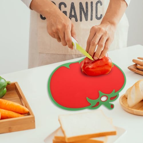 Tabla de cortar plástica roja en forma de tomate miniatura 2
