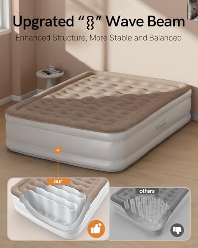 NatraCalm Air Mattress Queen with Built in Pump, Inflatable Mattress, Upgraded Blow up Mattress Queen Size for Home, Guest, Camping, Fast Inflation, Comfort Air Bed, colchon inflable