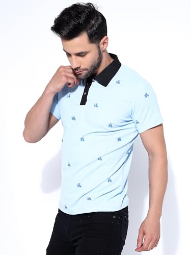 Image of Honky Tonky Men's Regular Fit Polo Neck Half Sleeve Printed Casual T-Shirt | Polo T-Shirt for Men