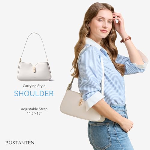 Image of BOSTANTEN Shoulder Bag for Women, Casual Shoulder Purse Vegan Leather Chic Hobo Handbag with Adjustable Strap for Work Travel