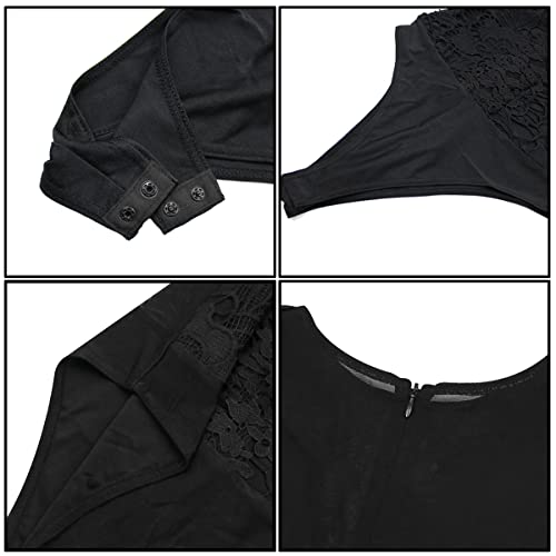 Image of RARITYUS Women Sexy Lace Bodysuit Jumpsuit See Through Mesh Sleeveless /Long Sleeve Tops Swimsuit for Party Outfit