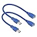 RIITOP Short USB 3.0 Extension Cable Type A Male to Female Blue 1 Foot (2-Pack)