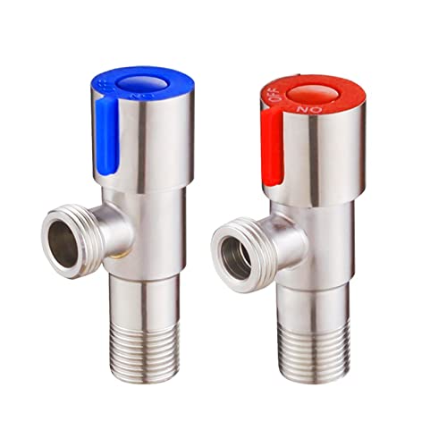 2 Piezas Válvulas Ángulo Acero Inoxidable para Lavabo, Válvula Ángulo Grifo, Válvula Ángulo Agua Fría Y Caliente, para Al Baño, Cocina, Fregadero (Azul, Rojo)