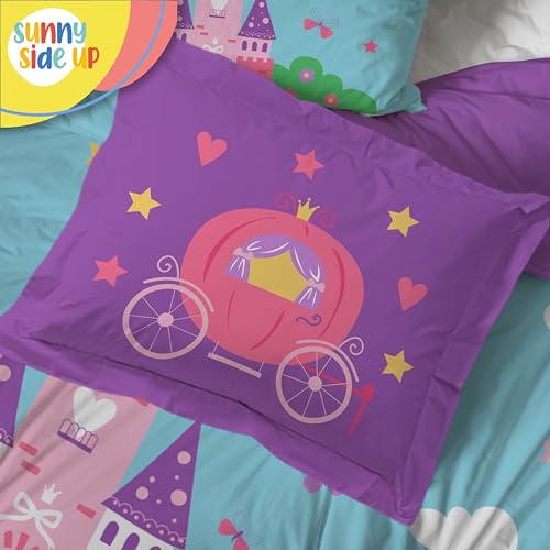 Image of Sunny Side Up Magic Castle Full Comforter Set - 7 Piece Kids Bedding Includes Comforter, Sheets & Pillow Cover - Super Soft Floral Microfiber Bed Set