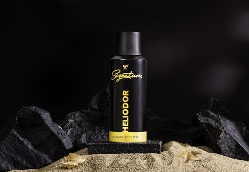 Image of SIGNATURE HELIODOR Deodorant Spray for Men 150ML | Long Lasting Woody Chypre Fragrance Deo | Bergamot, Tobacco, Leather & Amber Notes | Premium Masculine Daily Use, Office, Party Perfumed Body Spray