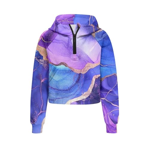 Girl’s Hoodies Half Zip Long Sleeve Kids Cropped Pullover Sweatshirt with Pocket Fall Winter Back to School Clothes4