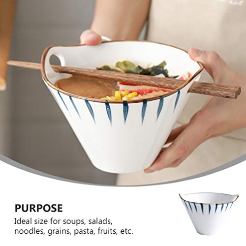 Tigela de cerâmica para ramos com pauzinhos para sopa de macarrão e sopa da Hemoton, recipiente para