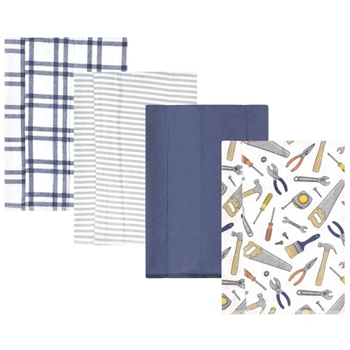 Image of Hudson Baby Unisex Baby Cotton Flannel Burp Cloths, Construction Work 4-Pack, One Size