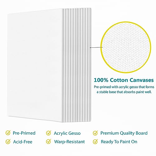 Image of KEFF 12-Pack Bulk Canvas Boards, 9x12 Canvas for Acrylic, Oil, Watercolor, Tempera - 100% Cotton Primed Painting Canvas