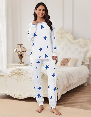 Image of Ekouaer Pajamas Set for Women Soft Comfy Pjs Sets Long Sleeve Sleepwear Loungewear S-XXL