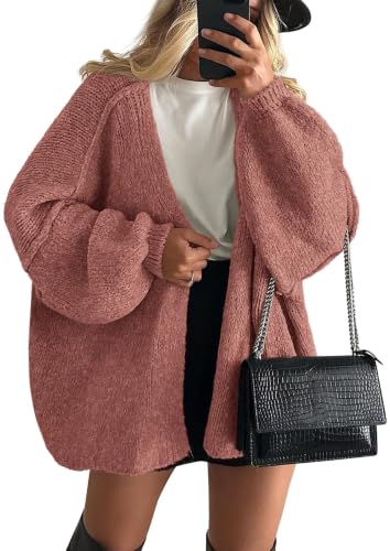 Image of PRETTYGARDEN Womens Oversized Cardigan Sweaters 2026 Fall Long Lantern Sleeve Knit Open Front Lightweight Sweater