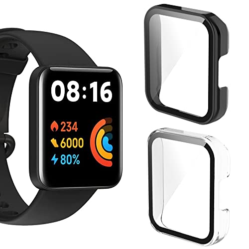 Moorovgi Protection Écran Compatible avec Xiaomi Redmi Watch 2 Lite,Couverture D'écran En Verre Trempé Mince de Boîtier De PC dur pour Xiaomi Redmi Watch 2 Lite Cover