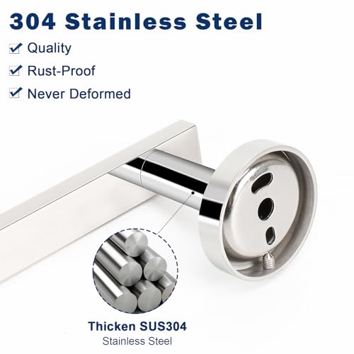 Image of NearMoon Square Hand Towel Holder /Towel Ring, Premium SUS304 Stainless Steel Hand Towel Bar Rustproof Wall Mounted Towel Rack for Bathroom /Kitchen, Contemporary Style Bath Accessory (Chrome Finish)