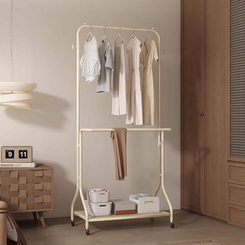Portant vêtements double barre blanc pour optimiser petits espaces