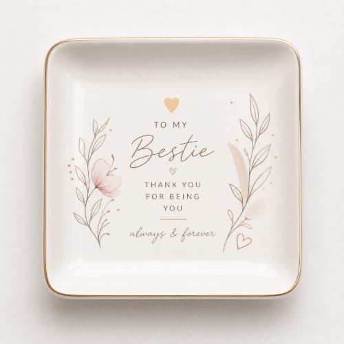 Ceramic Ring Dish To My Bestie Jewelry Tray, Women Friend Gift image 2