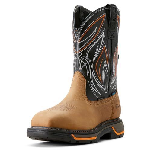 Ariat Men's Big Rig BOA Waterproof Composite Toe Work Boot, Natural Tan/Black, 10 Wide