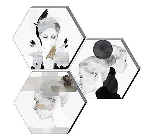 Image of SAF paintings 6MM MDF Hexagon Hot Lady Modern Art Designer Painting Digital Reprint 21 inch x 21 inch Painting () SANFHX88