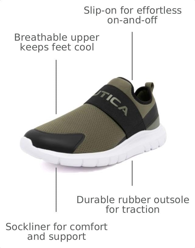 Image of Nautica Men's Slip-On Sneakers - Casual Fashion Shoes for Walking, in Medium & Wide Widths