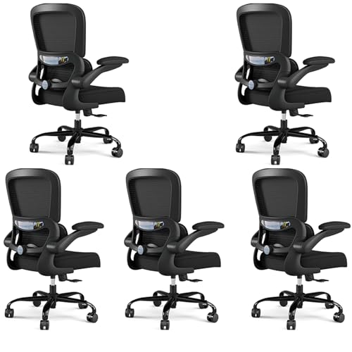 Image of TRALT Office Chair - Ergonomic Desk Chair with Adjustable Lumbar Support, Mesh Computer Chair, Executive Chairs for Home Office Comfortable Lumbar Support Black Pack of 5