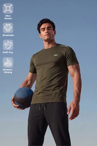 Image of Van Heusen Men's Running T-Shirt | Regular Fit | Crew Neck | Soft Breathable Mircofiber | Casual Wear | Summer Favorite | Shoulder Bonding |Sports T-Shirt | Style 61005