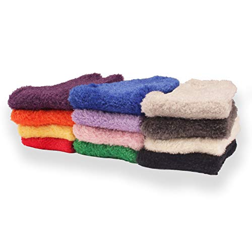 Image of BambooMN Colorful Fuzzy Socks - Assorted Super Soft Warm Microfiber Comfy Home Socks - Value Pack