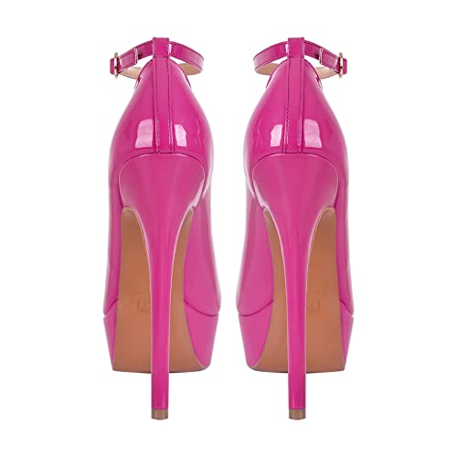 VERISSON Women's Fashion Mary Jane Stiletto Pumps Clsoed Round Toe Buckle Strappy Platform Court Shoes2