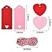 Willbond 200 Pieces Valentine's Day Theme Tags Heart Kraft Paper Hang Name Tags with 65.6 Feet Twines for Valentine's Party Wrapping DIY Supplies(Classic Style)