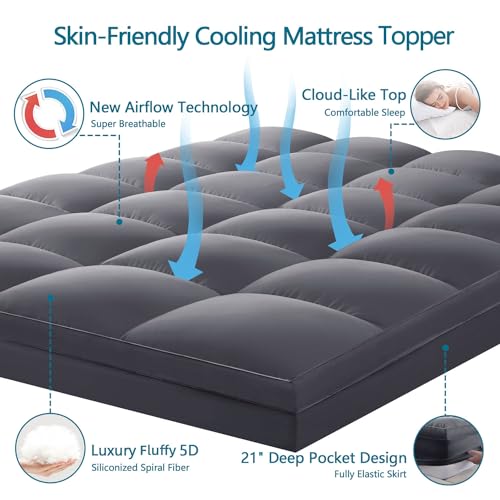 CHOKIT Queen Mattress Topper, Extra Thick Pillow Top Mattress Pad for Back Pain Relief, Cooling Bed Topper Mattress Cover with 8-21 Inch Deep Pocket