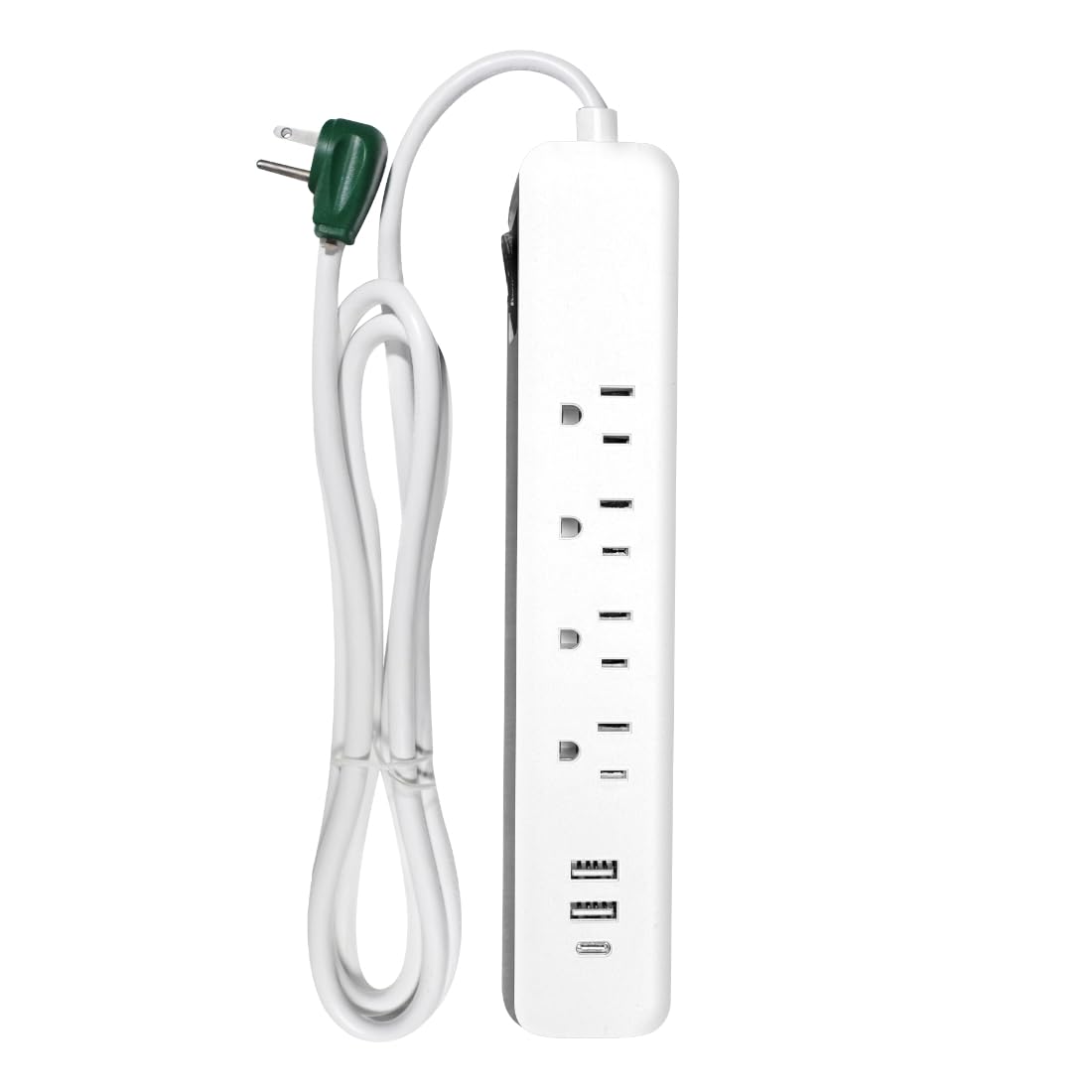 Go Green Power Inc. 6-ft Cord Surge Protector with 4 Outlets, USB-A and USB-C, 450 Joules - Compact, Heavy Duty, Circuit Breaker - Ideal for Home & Office - GG-1462USBC
