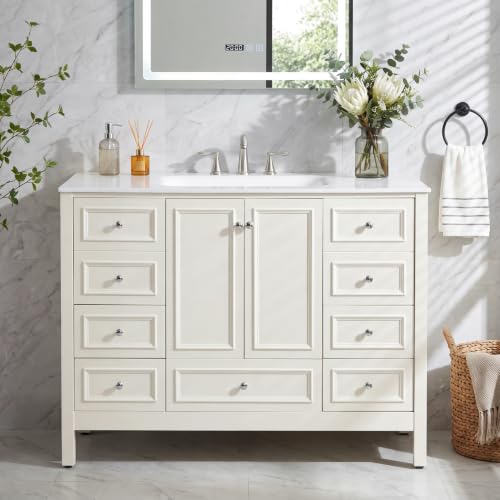 Image of Tribesigns 48 inch Modern Bathroom Vanity Cabinet with Acrylic Basin Combo
