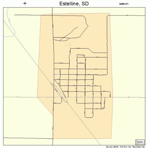 Large Street & Road Map of Estelline, South Dakota SD Printed poster size wall atlas of your