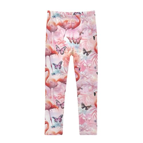 Wusikd Flamingos Pink Girls' Leggings Toddler Doodles Watercolor Kids Yoga Pants Dance Active Tights 4T