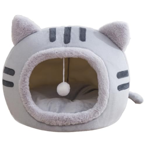 New Deep Sleep Comfort in Winter Cat Bed Iittle Mat Basket Small Dog House Products Pets Tent Cozy Cave Nest Indoor Cama Gato (Gray,19.7''X19.7''X14.1'')