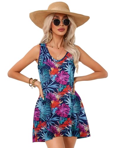 Image of elescat Womens Swimsuit Cover Up Summer Sleeveless T Shirt Beach Dress Tank Bikini Coverups 2026