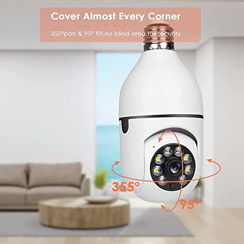 Kowvowz 360° Security Cameras Wireless Outdoor, 2.4Ghz & 5Ghz Wifi Light Bulb1080P Security Camera Wireless Light Socket Smart Cameras For Home Security, Motion Detection, Two-Way Audio (1Pc) #TOP5