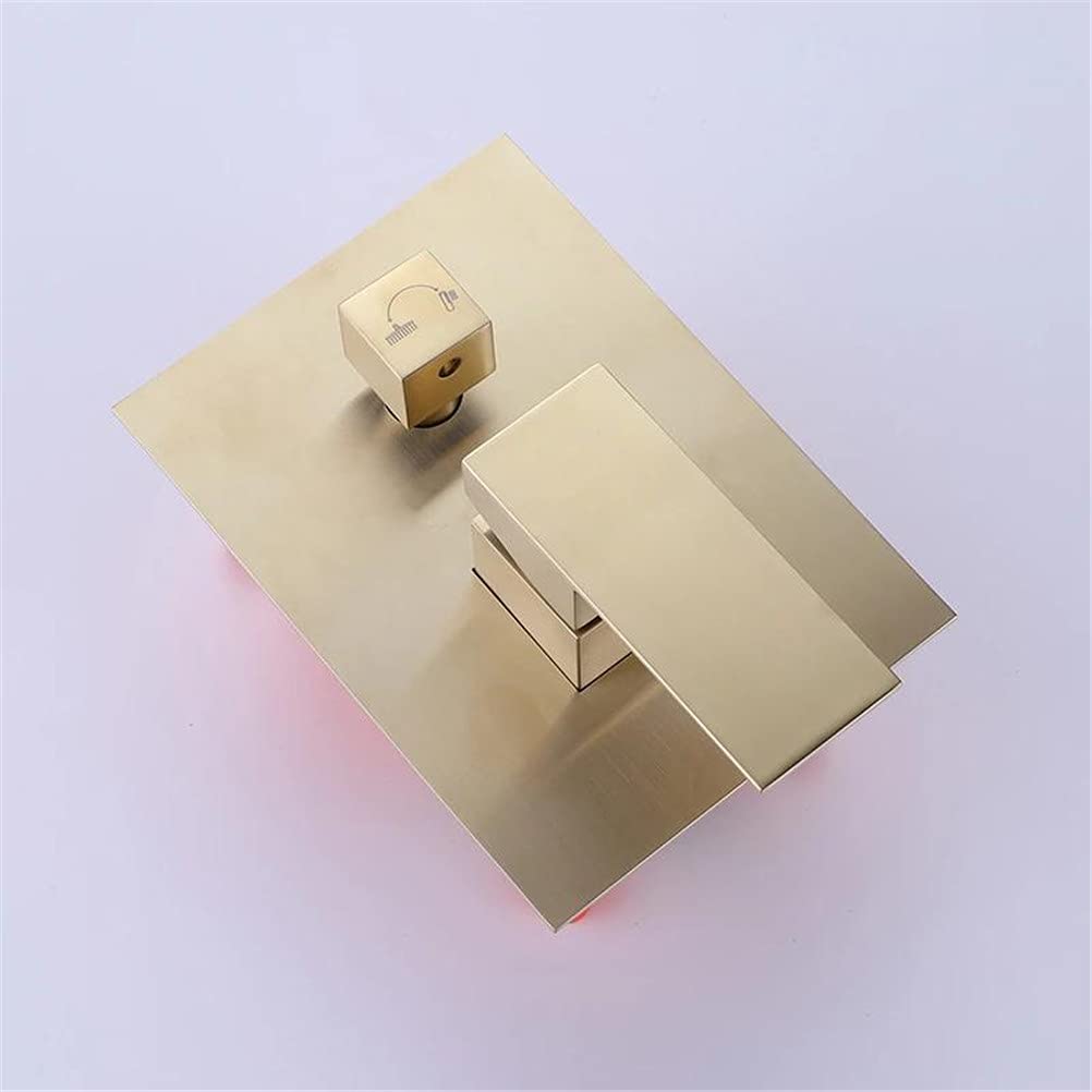 grifo de ducha, Juego de ducha monomando con caño cascada y manguera PVC(Brushed Gold)