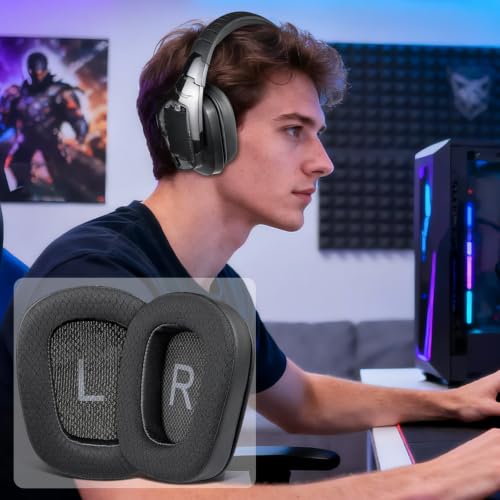 Image of SOULWIT Mesh Earpads for Logitech G935 /G933 /G930 /G432 /G35 - Black | for G35 /G930 /G933 /G935 /G633 /G635 /G533 /G430 /G431 /G432 /G433 /G332 /G230 /G231 /G233 Headphones