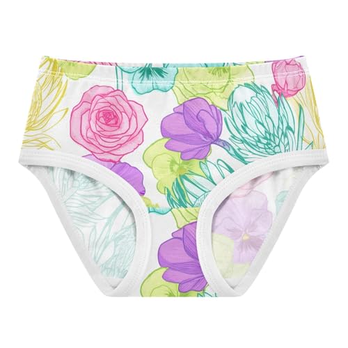 Cotton Girls Underwear Toddler Colorful Flowers Roses White Little Girl Panties Flower Briefs Undies Kids 2t