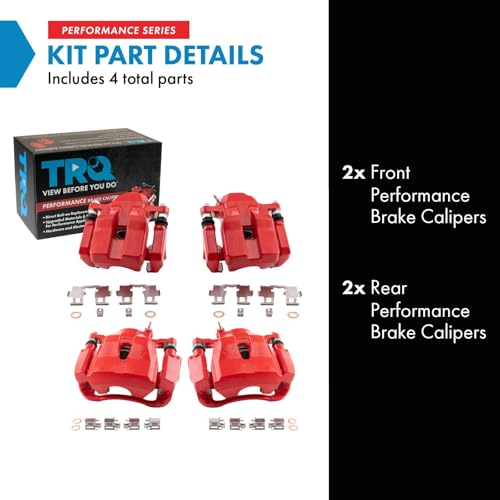 Image of TRQ Performance Front and Rear Brake Caliper Set Caliper Brackets Hardware Compatible with 16-18 Toyota RAV4 Hybrid XLE, 16-18 RAV4 Limited, 16-18 RAV4 XLE, 16-18 RAV4 SE, 17-18 RAV4 Platinum