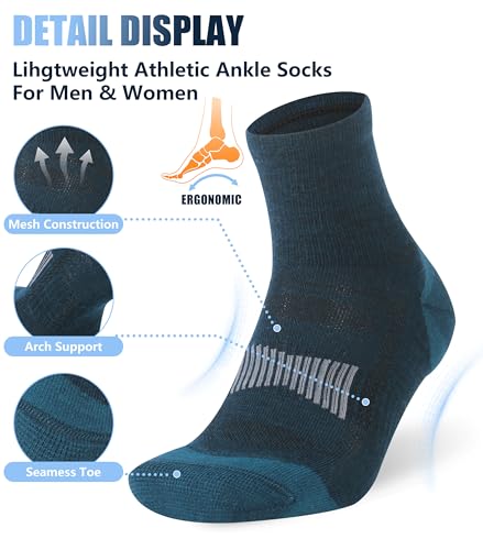 Image of 3 Pairs 90% Merino Wool Ankle Business Casual Thin Wool Socks | Lightweight, Arch Support, Moisture Wicking, Breathable, Business, Work, Everyday Wear, Temperature Regulating
