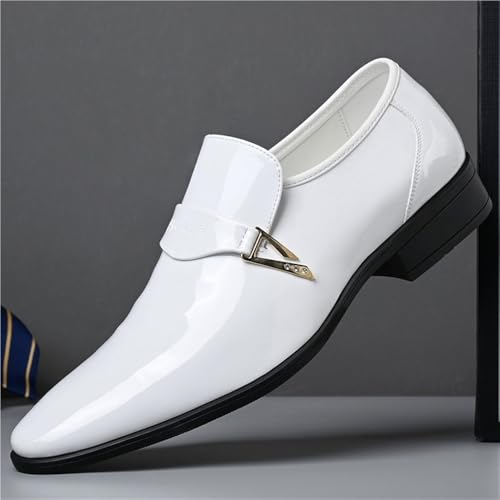 Men Classic Leather Oxford Dress Shoes Slip On Pointed Toe Low Top Block Heel Breathable Fashion Business Wedding Prom Comfortable3