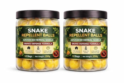Image of Herbal Snake Repellent Balls - Advanced Natural Protection Formula for Indoor & Outdoor Use | Long Lasting Snake Deterrent for Home, Garden, Farm & Warehouse | Easy-to-Use Pest Control Sachets | 12 Bags (Pack of 2)