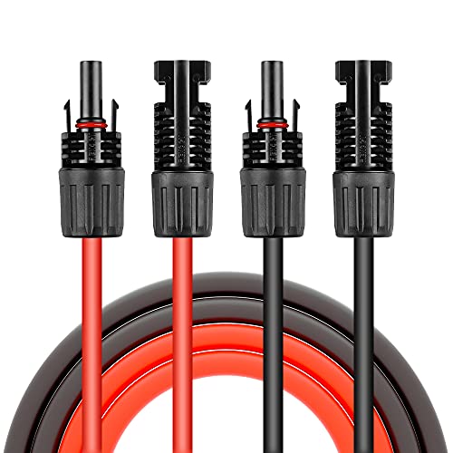 HQST Solar Panel Extension Cable 15 Feet 10AWG with Female and Male Connector Solar Panel Adaptor Kit Tool (15FT Red + 15FT Black)